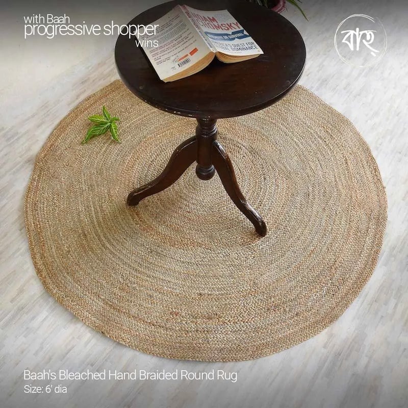 Picture of Round Handmade Natural Jute Rug 6'-natural beige