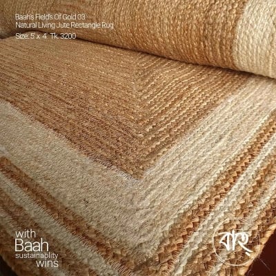Picture of Field Of Gold 03 Handmade Natural Jute Rug 5'x4'-natural beige