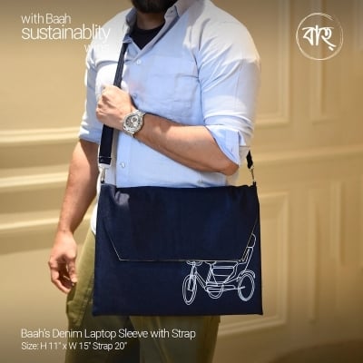 Picture of Baah’s Denim Laptop Sleeve with Strap