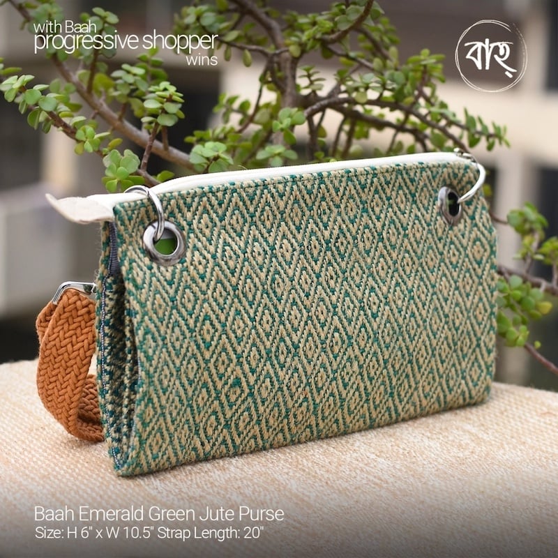 Picture of Baah Emerald Green Jute Purse-Green