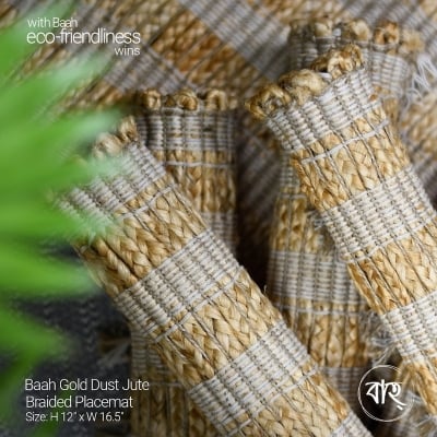 Picture of Baah Gold Dust Jute Braided Placemat-set of 6-Gold