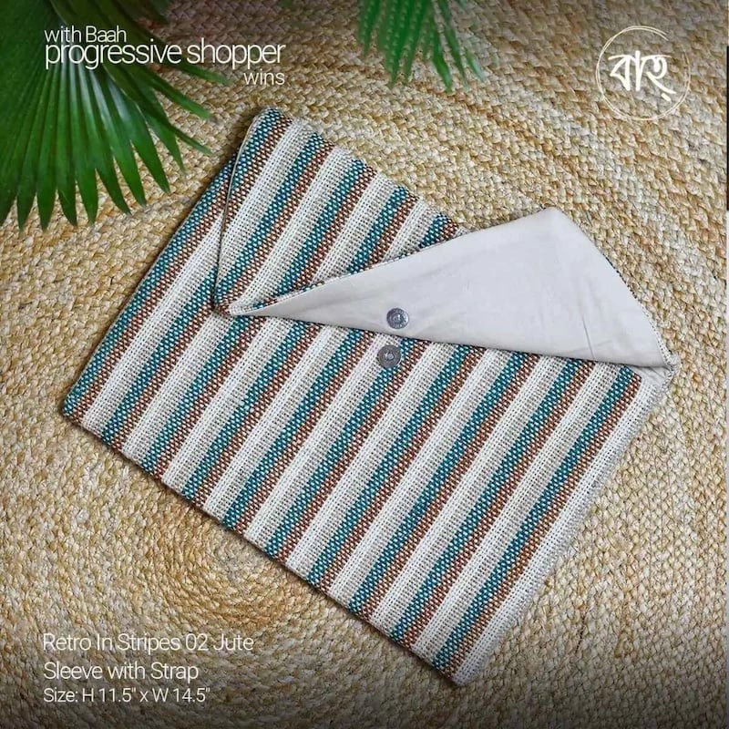 Picture of Retro In Stripes 02 Jute Sleeve with Strap-Multicolor