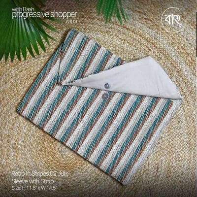 Picture of Retro In Stripes 02 Jute Sleeve with Strap-Multicolor