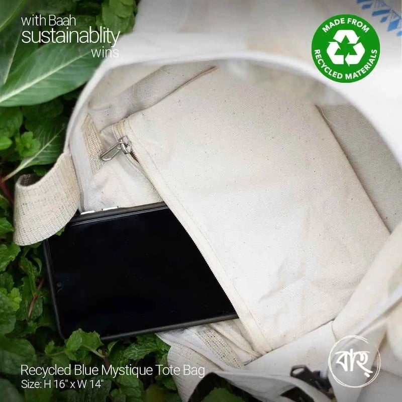 Picture of Recycled Blue Mystique Tote Bag-White
