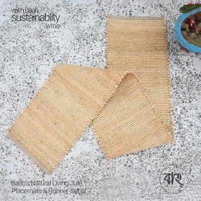 Picture of Baah’s Natural Living Jute Placemats & Runner-Set of 7-Gold
