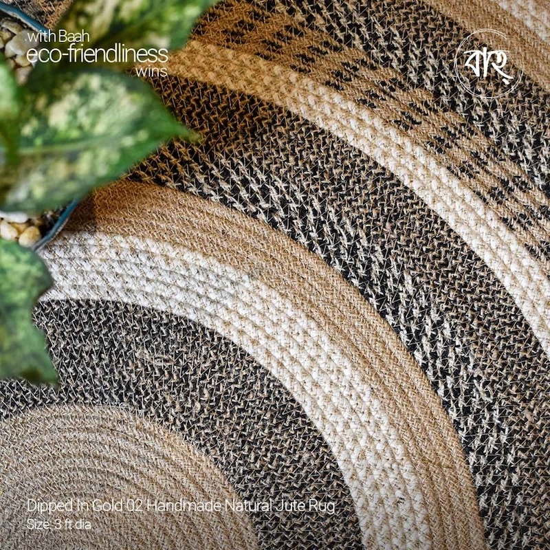 Picture of Dipped In Gold 02 Handmade Natural Jute Rug-Multicolor