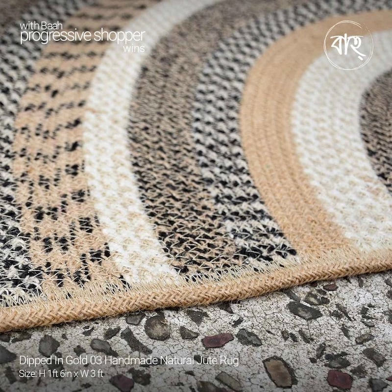 Picture of Dipped In Gold 03 Handmade Natural Jute Rug-Multicolor