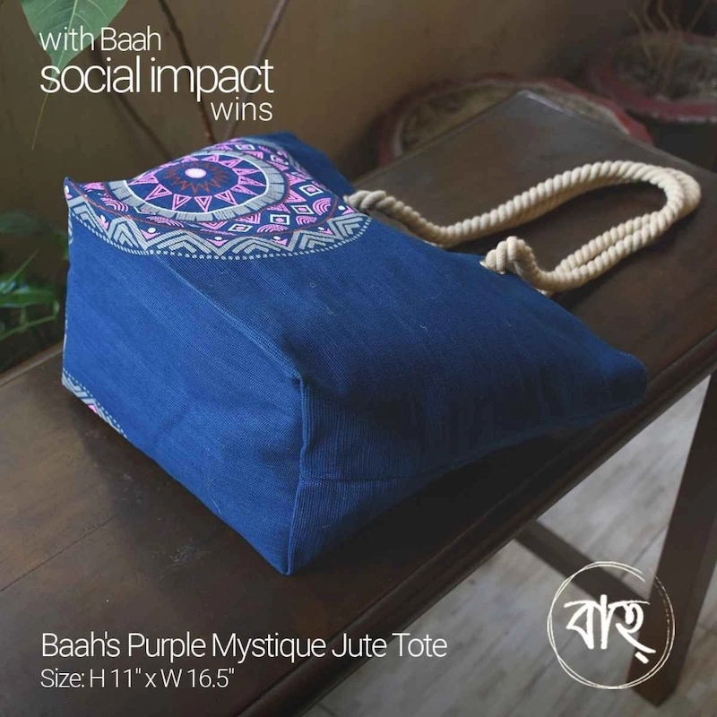 Picture of Baah’s Purple Mystique Jute Tote-Multicolor