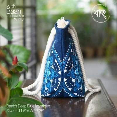 Picture of Baah’s Deep Blue Mystique Jute mix Tote-Multicolor