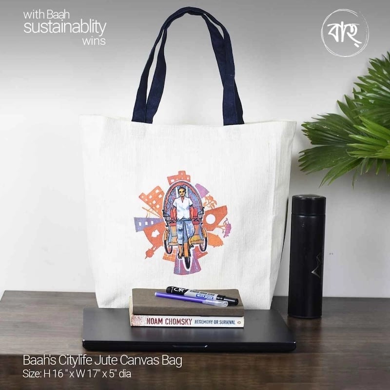 Picture of Baah’s Citylife Jute Canvas Bag-Multicolor