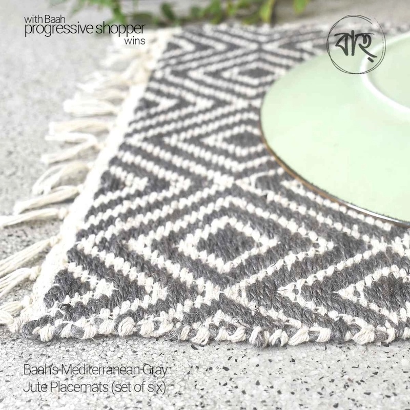Picture of Baah’s Mediterranean Gray Jute Placemats (set of six)-Multicolor