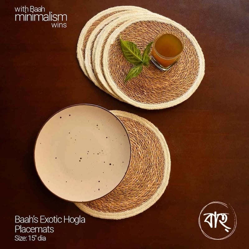 Picture of Baah’s Exotic Hogla placemats 15″ dia-set of 6-Multicolor