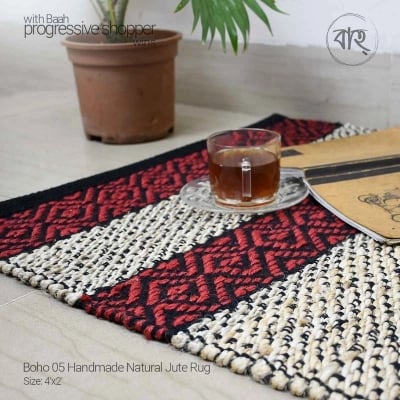 Picture of Boho 05 Handmade Natural Jute Rug 4’x2′-Multicolor
