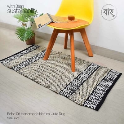 Picture of Boho 06 Handmade Natural Jute Rug 4’x2′-Multicolor