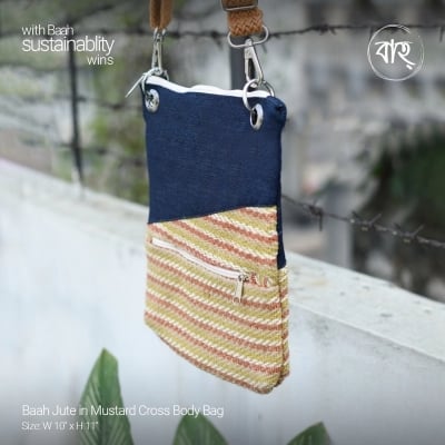 Picture of Baah Jute in Mustard Cross Body Bag-Multicolor