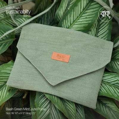 Picture of Baah Green Mint Jute Purse-Green