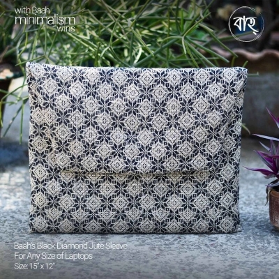 Picture of Baah's Black Diamond Jute Sleeve For Any Size of Laptops
