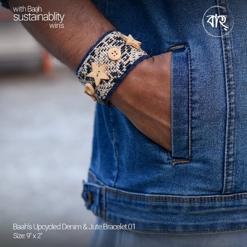 Picture of Baah's Upcycled Denim & Jute Bracelet 01-Blue