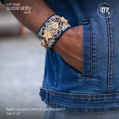 Picture of Baah's Upcycled Denim & Jute Bracelet 01-Blue