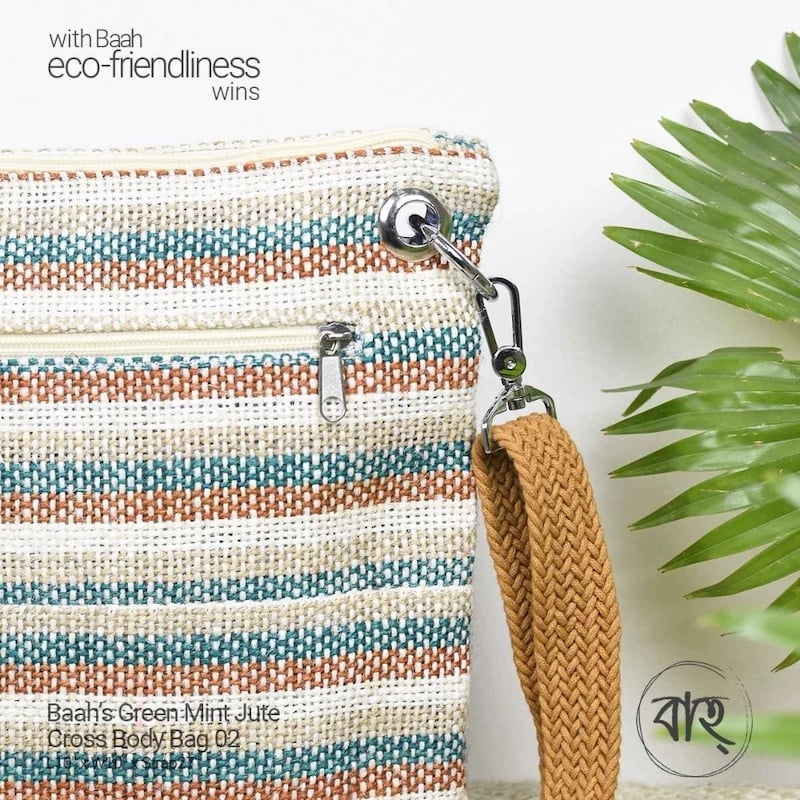 Picture of Baah’s Green Mint Jute Cross Body Bag 02-Multicolor