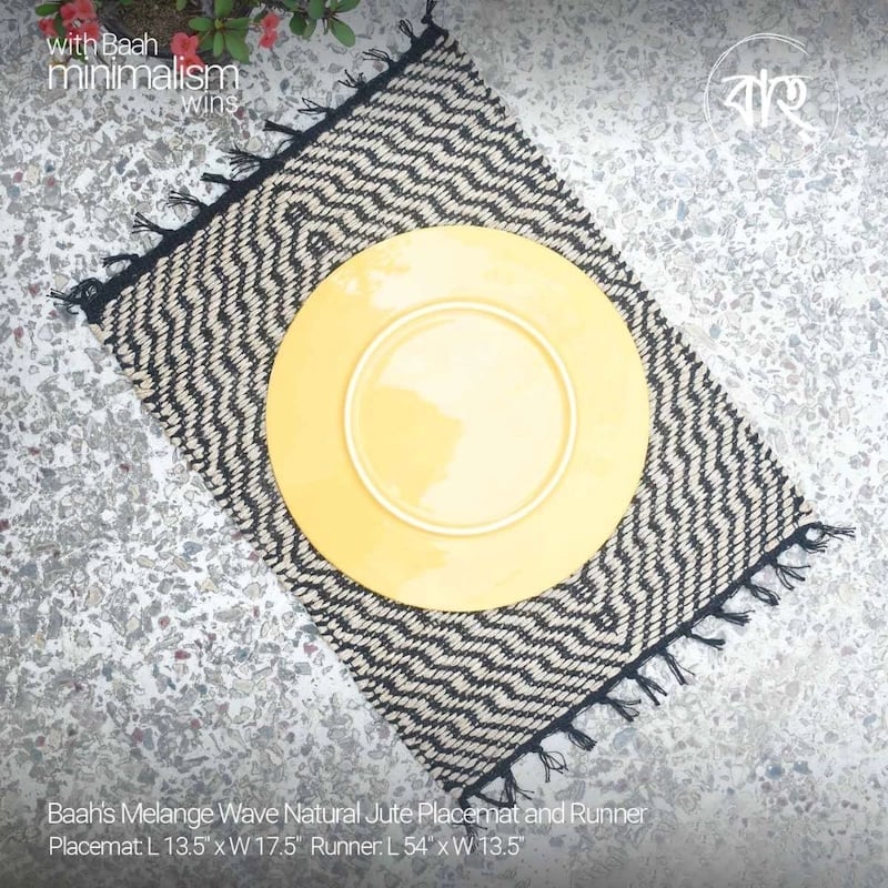 Picture of Baah's Melange Wave Natural Jute Placemat and Runner-Black