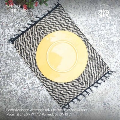 Picture of Baah's Melange Wave Natural Jute Placemat and Runner-Black