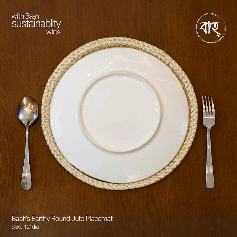 Picture of Baah's Earthy Round Jute Placemat 12"-set of 6-Beige