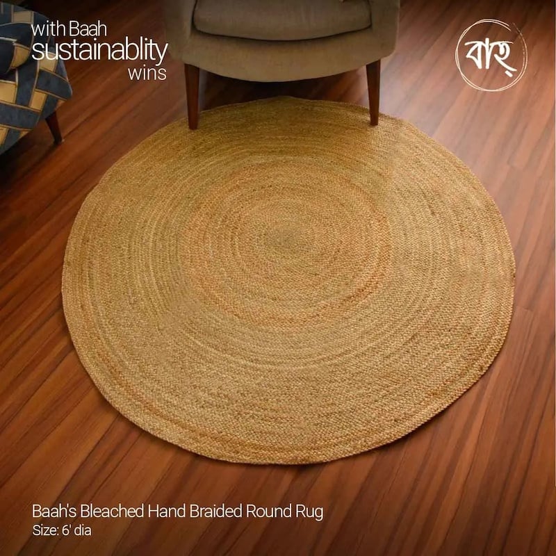 Picture of Round Handmade Natural Jute Rug 6'-natural beige