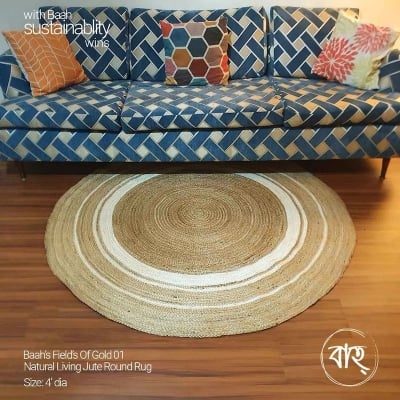 Picture of Field Of Gold 01 Handmade Natural Jute Rug 4'-natural beige