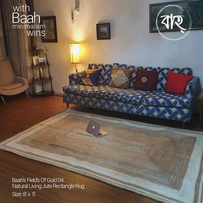 Picture of Field Of Gold 04 Handmade Natural Jute Rug 8'x5'-natural beige