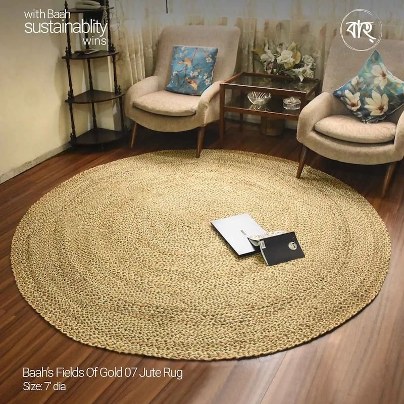 Picture of Field Of Gold 07 Handmade Natural Jute Rug 7'-natural beige