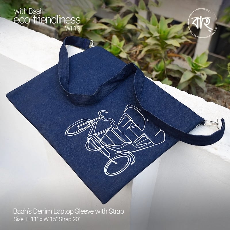 Picture of Baah’s Denim Laptop Sleeve with Strap