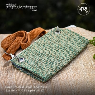 Picture of Baah Emerald Green Jute Purse-Green