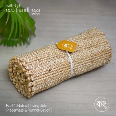 Picture of Baah’s Natural Living Jute Placemats & Runner-Set of 7-Gold