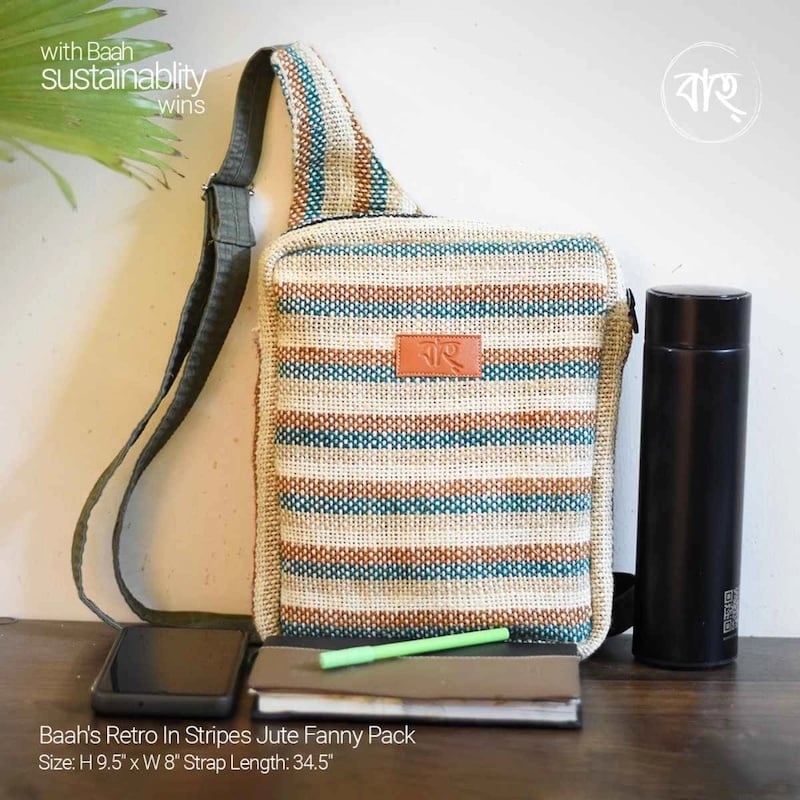 Picture of Baah's Retro In Stripes Jute Fanny Pack-Multicolor