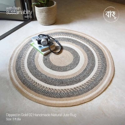 Picture of Dipped In Gold 02 Handmade Natural Jute Rug-Multicolor