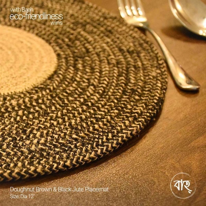Picture of Doughnut Brown & Black Jute Placemat-Multicolor