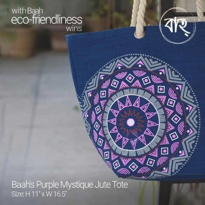 Picture of Baah’s Purple Mystique Jute Tote-Multicolor