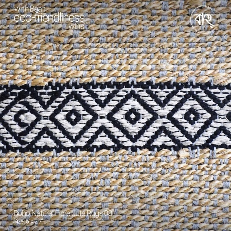 Picture of Boho Natural Fibre Jute Rugs 03-6’x2.7′-Multicolor