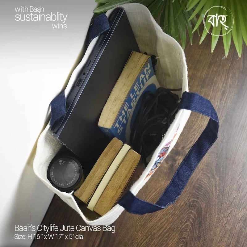 Picture of Baah’s Citylife Jute Canvas Bag-Multicolor