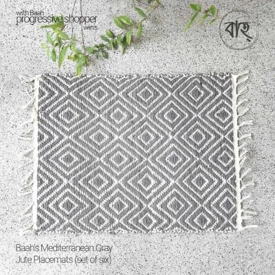 Picture of Baah’s Mediterranean Gray Jute Placemats (set of six)-Multicolor