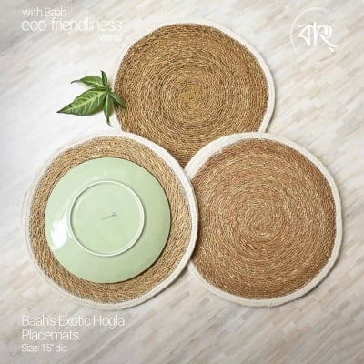 Picture of Baah’s Exotic Hogla placemats 15″ dia-set of 6-Multicolor