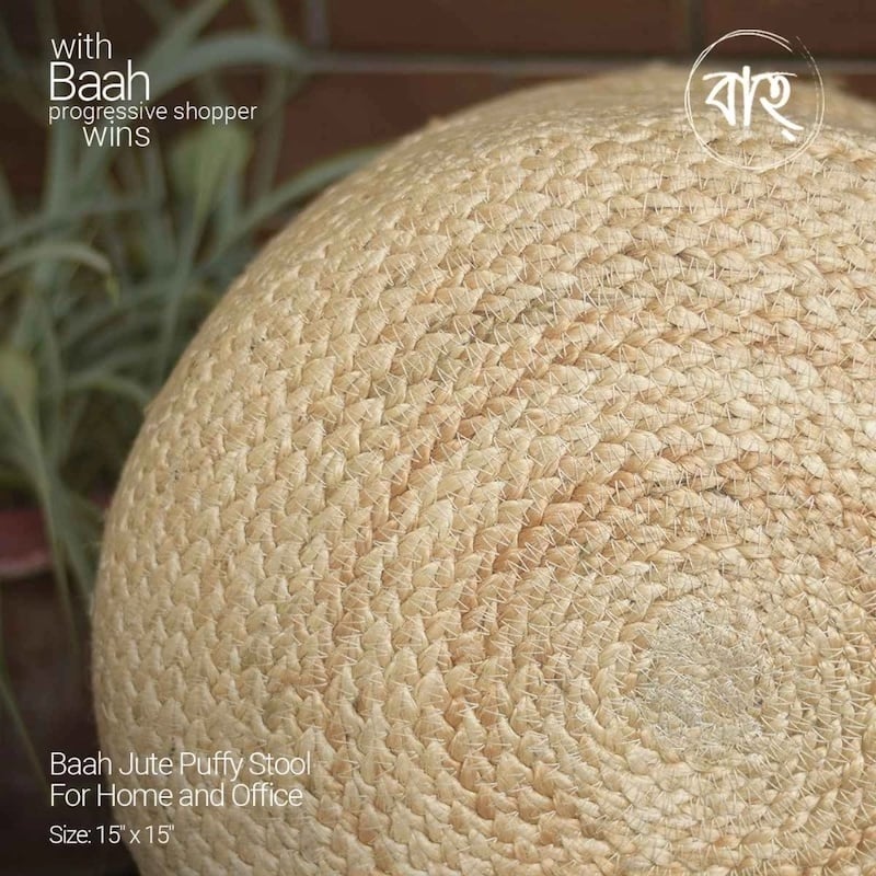 Picture of Baah Jute Puffy Stool For Home and Office-Gold