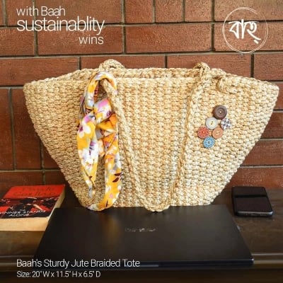 Picture of Baah’s Sturdy Jute Braided Tote-Gold