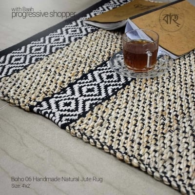 Picture of Boho 06 Handmade Natural Jute Rug 4’x2′-Multicolor