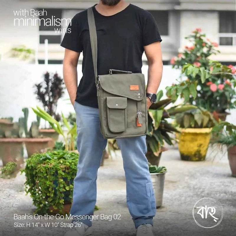 Picture of Baah's On-the-Go Messenger Bag 02 & Vintage Green Chequer Jute Cross Body Bag
