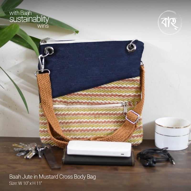 Picture of Baah Jute in Mustard Cross Body Bag-Multicolor