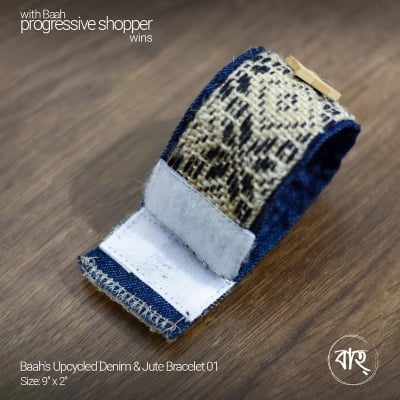 Picture of Baah's Upcycled Denim & Jute Bracelet 01-Blue