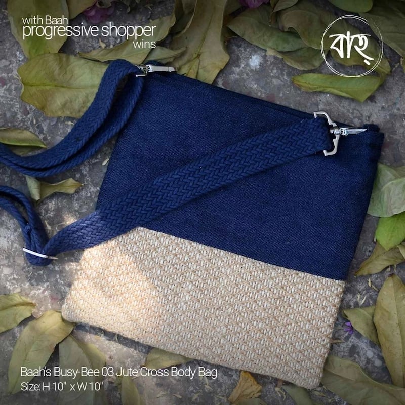Picture of Baah's Busy-Bee 03 Jute Cross Body Bag-Blue