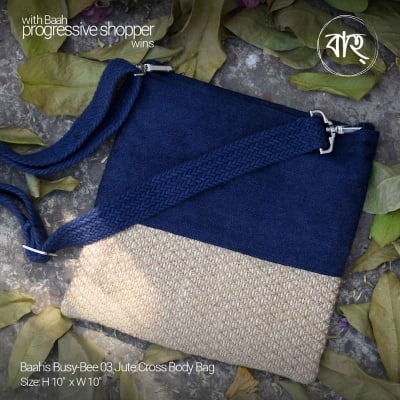 Picture of Baah's Busy-Bee 03 Jute Cross Body Bag-Blue